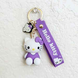 (Purple) Hello Kitty Keychains, Cute Keychain, Keychain with Wristlet